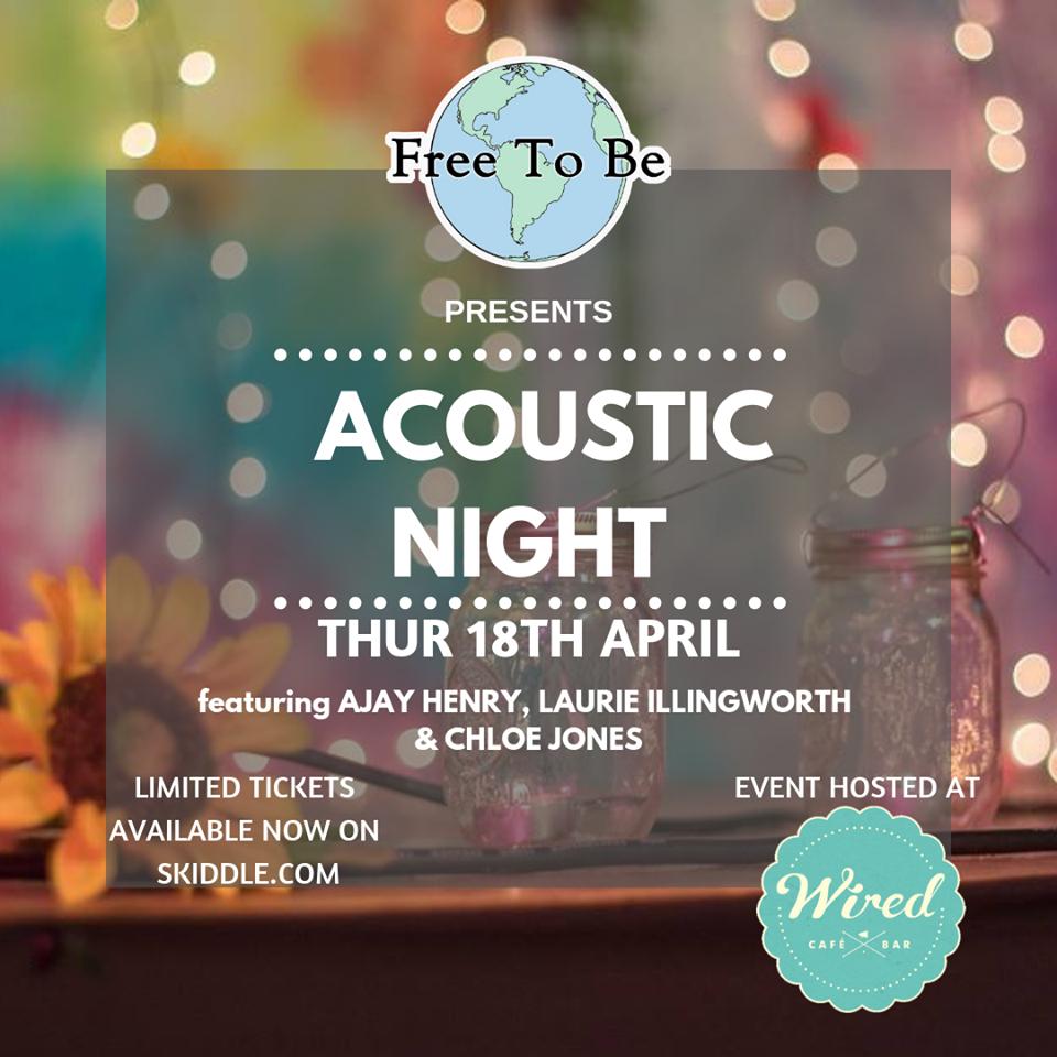 Coming up - the first live music event for <a href="/FreetoBeUK1/">Free to Be UK</a> will be held at <a href="/WIREDcafebar/">Wired on Wheels</a> on April 18th! Tickets are limited so get them before they go and come along for some fantastic acoustic music in aid of a great cause! #notts #livemusic #freetobe #summercamp #creative #teens