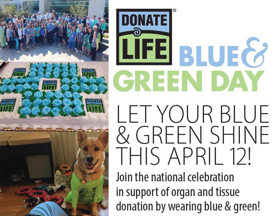 JCMedCenter's tweet photo. On Friday April 12, help raise awareness on importance of organ & tissue donation by wearing #DonateLife colors- blue & green. Share photos & use hashtags #NJSN, #DonateLifeMonth & #SaveLivesNJ
To register to become an organ & tissue donor -- https://t.co/GvEKA7DVHl
@NJSharing https://t.co/Cfx7ltuB30