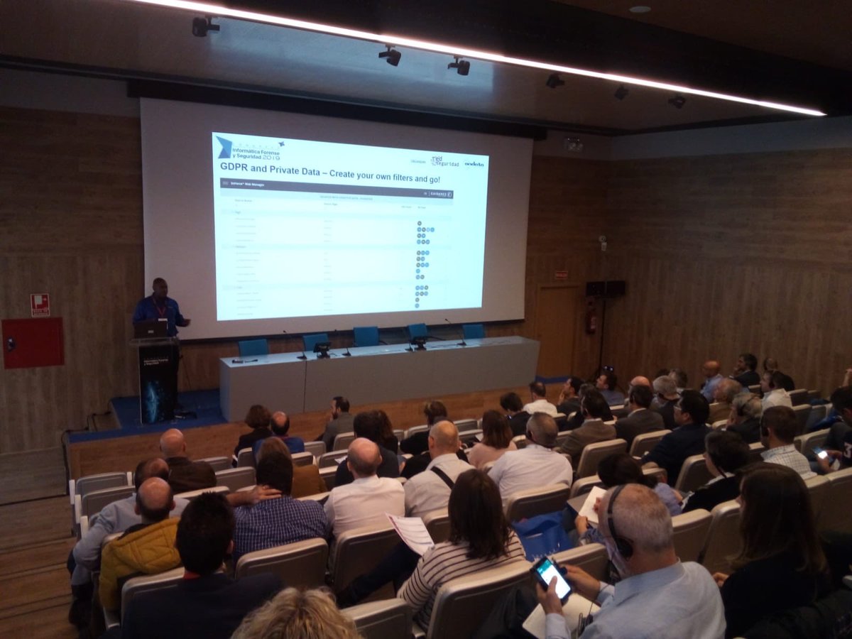 Red_Seguridad's tweet photo. Estamos en #forensic tratando la investigación de fraude; la respuesta a incidentes de seguridad; inteligencia de la información y la protección frente amenazas internas y externas.Todo ello de la mano de responsables de #AccessData, #OpenText, #Nuix y #Samoby https://t.co/6WQWuhCZKG