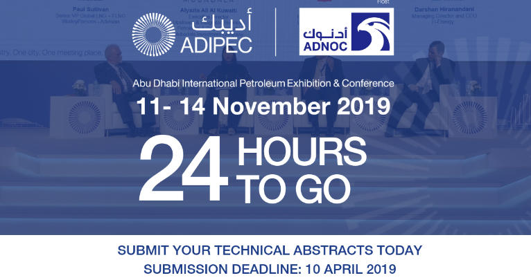 24 HOURS TO GO - Submit your abstracts for the #ADIPEC2019 Technical Conference today.
 
#ADIPEC2019 #abstracts #conference #oilandgas #submission #submityourabstracts #technicalconference #knowledgesharing #oott #petroleumconference #oilandgasconference #oilandgasengineering