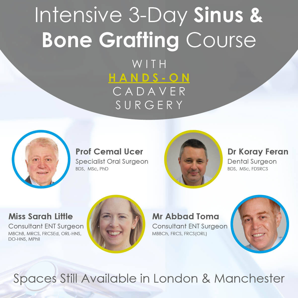 StraumannUK's tweet image. Meet our eminent and experienced Sinus and Bone Grafting Course faculty! You can find out more about them and the upcoming Intensive 3-day Sinus and Bone Grafting Course cohorts at: bonegraftingcourse.co.uk #ImplantDentistry #SinusAugmentation #AdvancedDentistry #DentalCourses