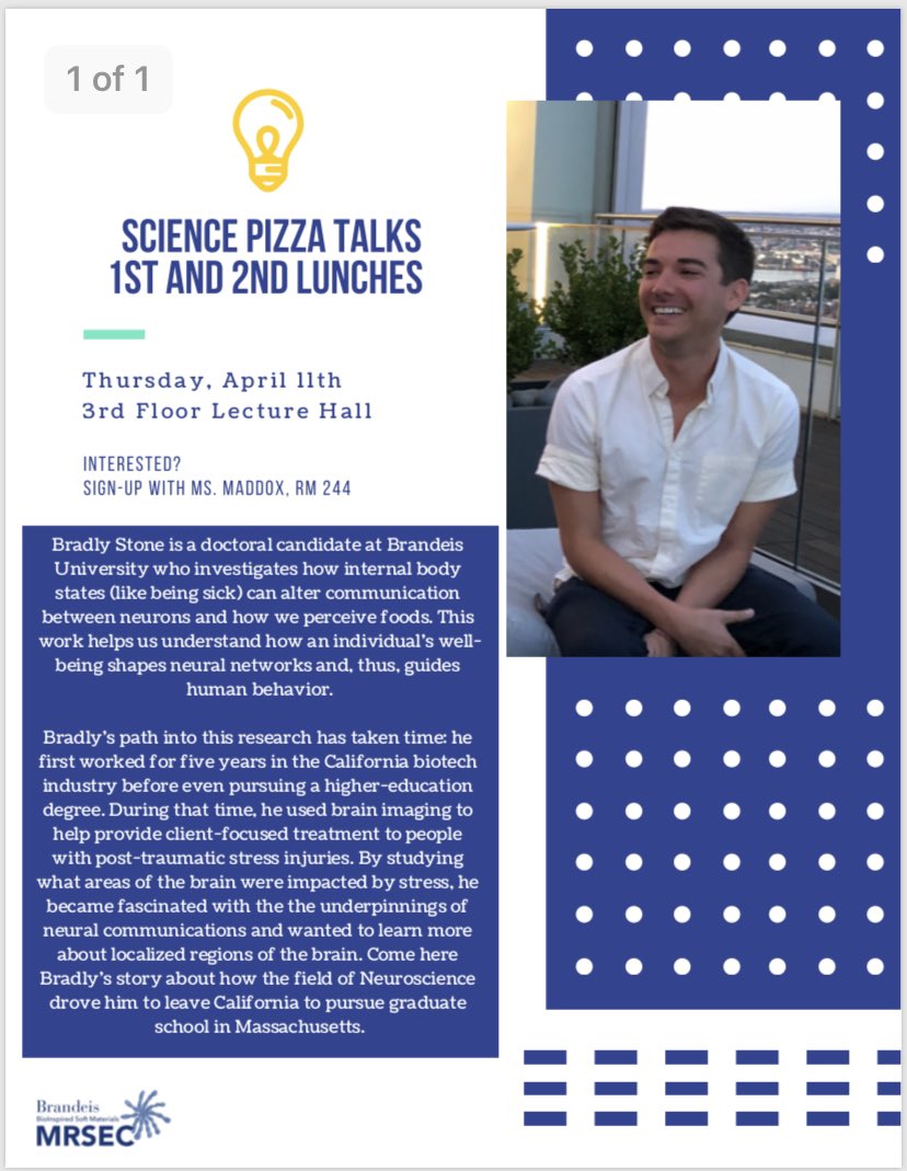 walthamscience's tweet photo. Sign up for the Science Pizza Talk at Rm. 244! https://t.co/tE9VIT6Lls