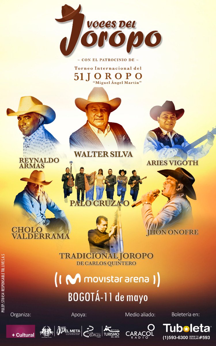 MovistarArenaCo's tweet photo. 'Voces del joropo', el festival llanero más grande llega a Bogotá. 

El sonido de las arpas y las maracas, llenarán el @MovistarArenaCo el próximo 11 de Mayo: https://t.co/AZMFE0In0H 

#ExperienciasMovistarArena https://t.co/2C4b5FdG07