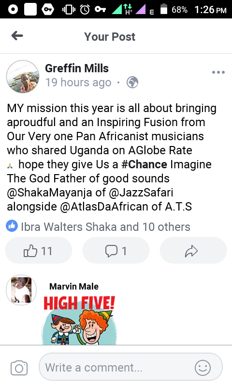 Greffinmills3's tweet photo. This Year im pursuing aline of awareness throughout music imagine  the Influence of @atlasdaprince and @ShakaMayanja of @jazz_safari .These Giants Of Uganda Have made The Globe Believe in the Beauties Of Our Flag GlobalRate .JustImagine 🙏🙏 #SoulMusic #JahBless #Reagge #hiphop https://t.co/4jaVwyLN8D