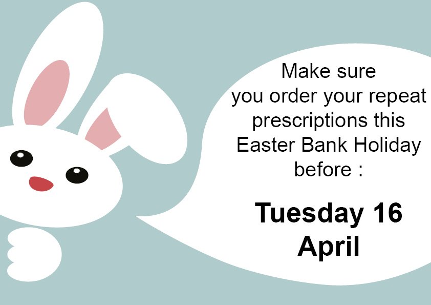 NHSEastBerksCCG's tweet photo. Make sure your order your repeat prescriptions this Easter Bank Holiday before Tuesday 16 April https://t.co/6XNch64k6p