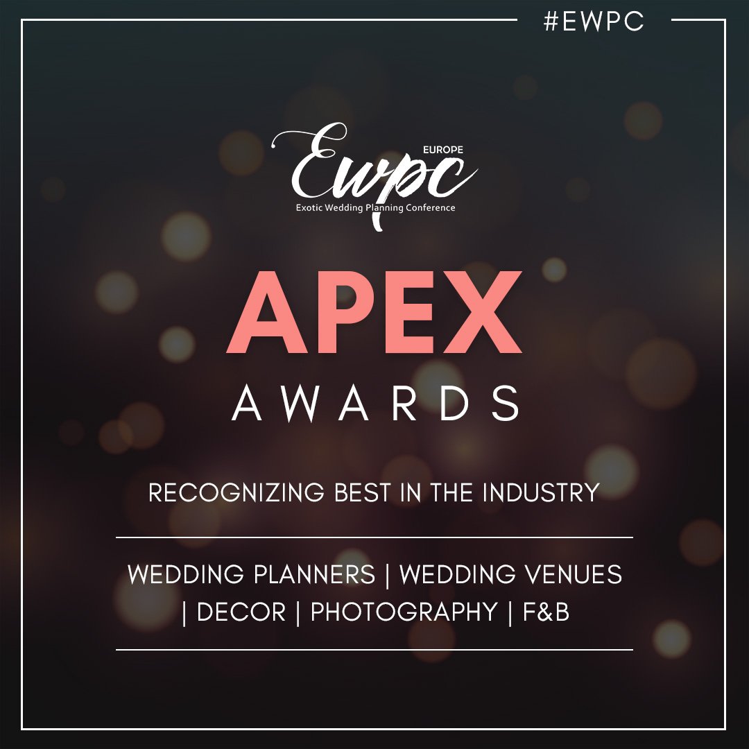 We are back with the #apexawards at the 8th edition #ewpc at Arezzo, Italy. Nominate now to run the race for this prestigious title!
#exitoEvents #weddingplanners #weddingplanning #weddingplannersmeet #luxuryweddings #exclusiveitalyweddings #destinationweddingsinitaly #nozze