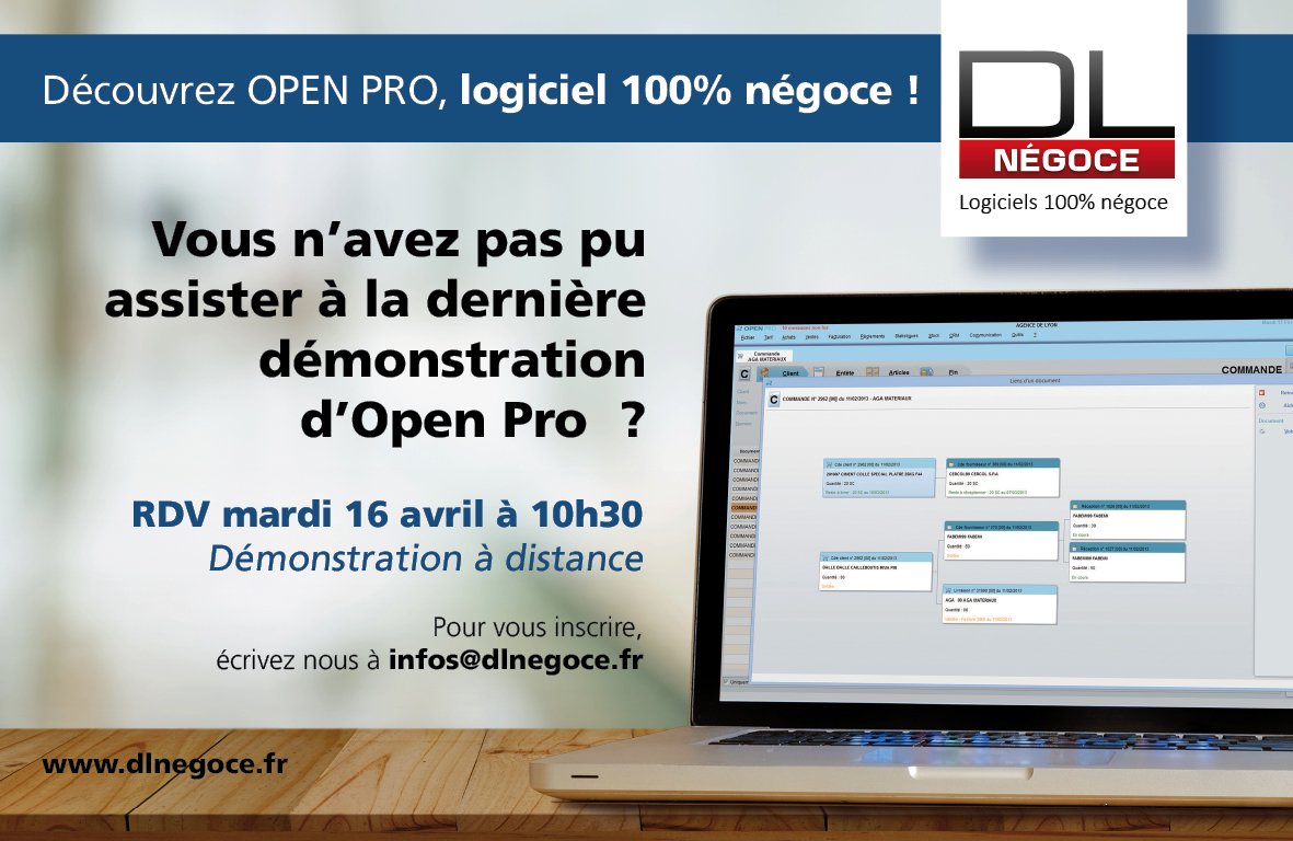 NoraHaysDL's tweet image. Bonne nouvelle ! Pour celles et ceux qui n'ont pas pu assister à la démo du mois de Mars, rendez-vous mardi 16 avril à 10h30 ! Open Pro accompagne 350 négoces en France soit près de 3000 utilisateurs connectés au quotidien. #openpro #logiciel #negoce
