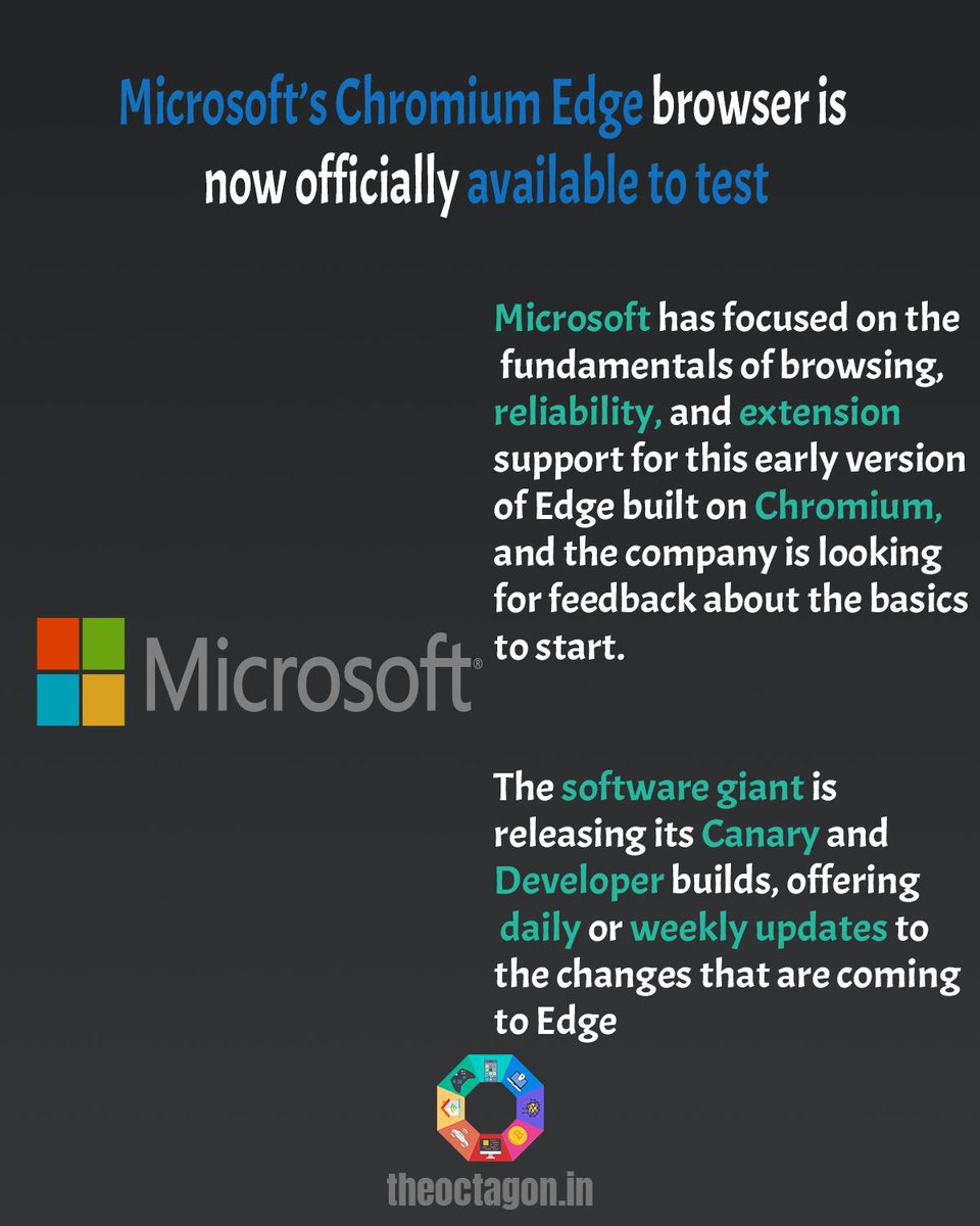 tech_Octagon's tweet photo. Will you switch to Microsoft's new Chromium Edge browser?
.
.
#internet #futuretech #facts #technology #blog #techblog #information #geek #techie #instagood #instatech #innovation #instafuture #trending #instago https://t.co/EWKKyxfULN