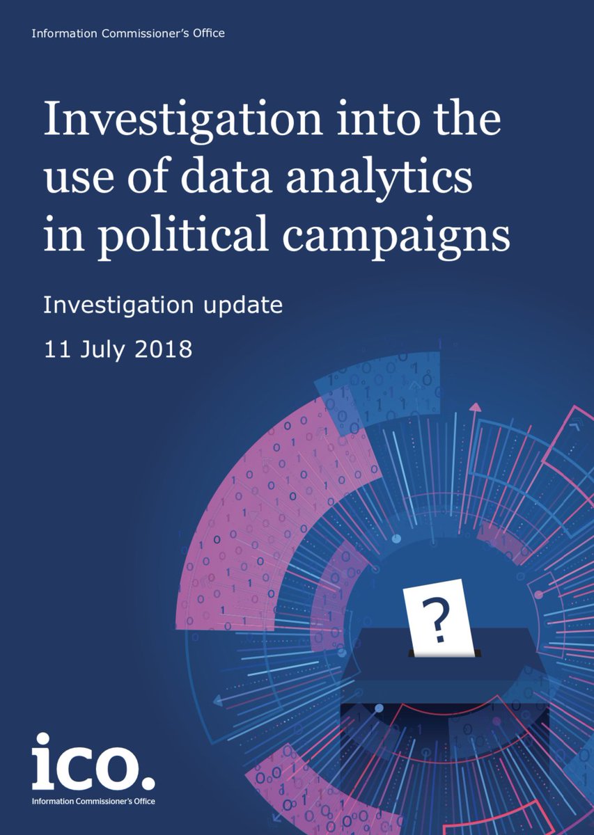 Digita_lex's tweet photo. #PRIVACY NOTIFICATION! @ICOnews releases an update on its Investigation into the use of data analytics in political campaigns gathering its thoughts about the use and misuse of personal data for political purposes. 

https://t.co/7y2nDPTzka https://t.co/5tRkiIme1z