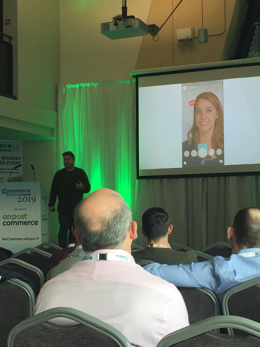 On stage is Allen Wixted from No Place Like speaking about all things AR in eCommerce! #eCommerceExpo19