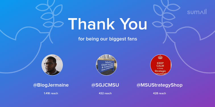 _Trinityagency's tweet photo. Our biggest fans this week: @BlogJermaine, @SGJCMSU, @MSUStrategyShop. Thank you! via https://t.co/0996VrBgB1 https://t.co/XZCaDahVc1