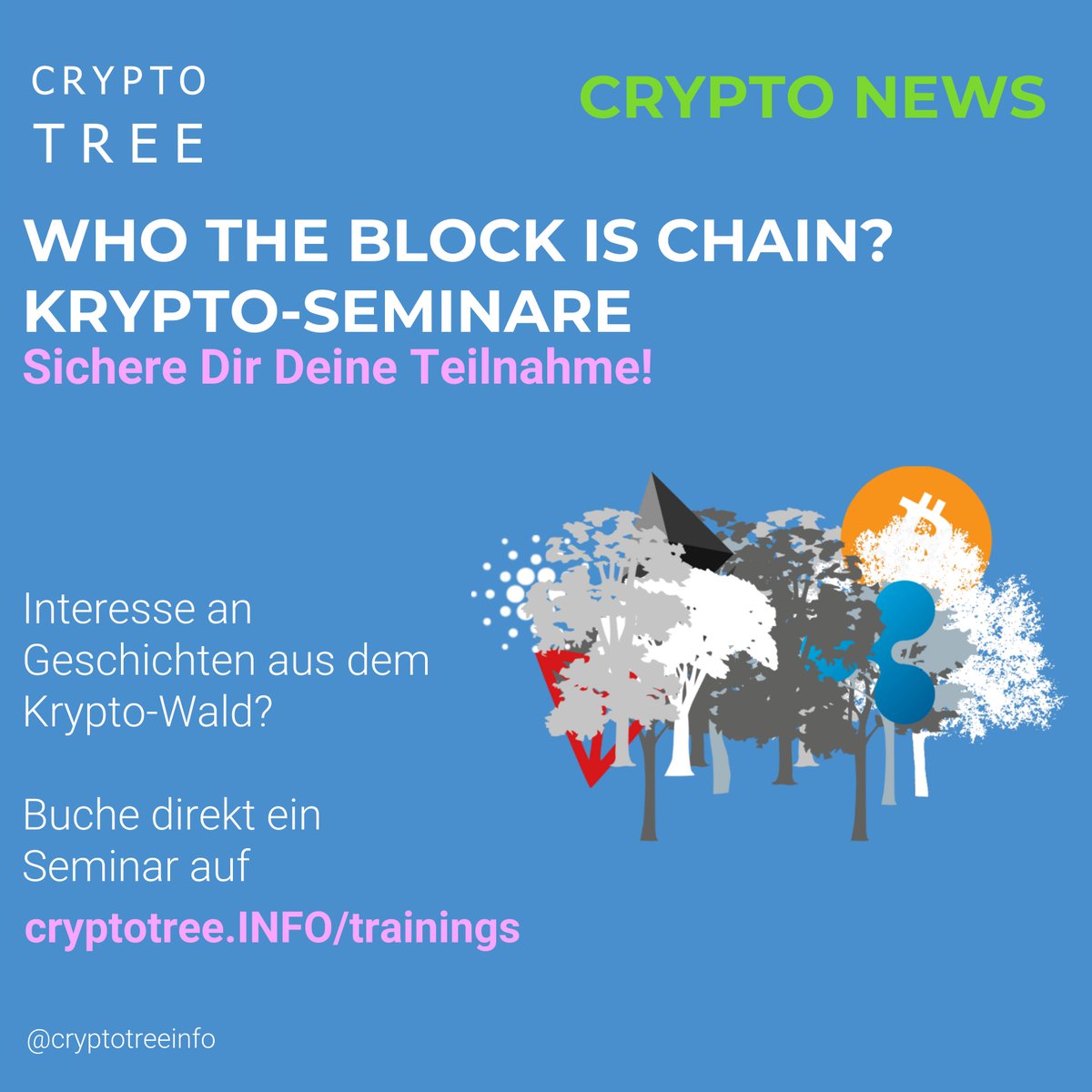 cryptotreeinfo's tweet photo. "Who the Block is Chain?"
Courses for #B2B and #B2C!
Do you want to learn more about #blockchaintechnology, #cryptocurrencies and how to get your #firstbitcoin?
Then join our events in #Munich, #Frankfurt and #Berlin!
More info here:
https://t.co/5IZ56pChpJ
#cryptotreeinfo https://t.co/OPhLQV88HC