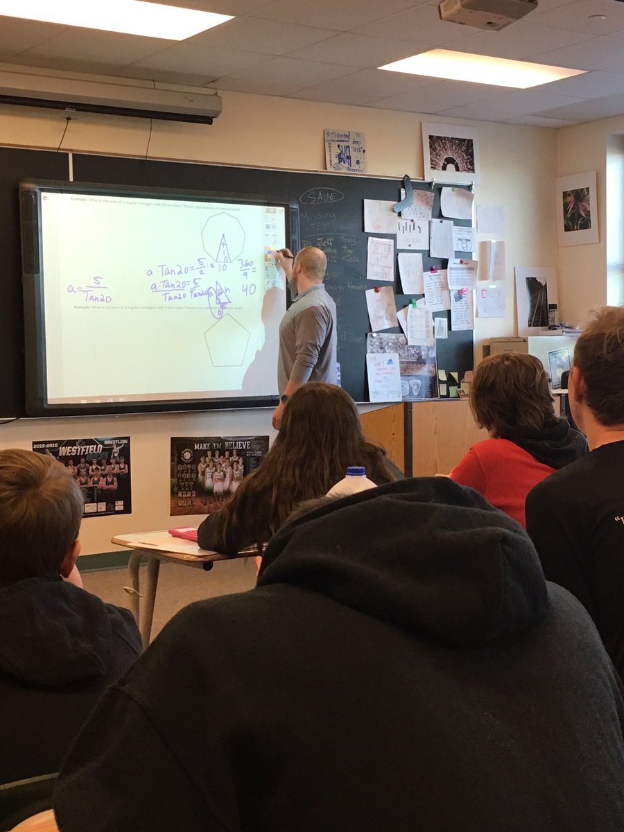 LSchemelWWS's tweet photo. Apothems, perimeters, areas, oh my! 30-60-90, who do we appreciate?! SOH, CAH, TOA! Google slides, Padlet, collaboration, and deep thinking about regular polygons in Mr. Eppley’s class! @WWSWHS @wwsweb https://t.co/uIHr5cZmRf