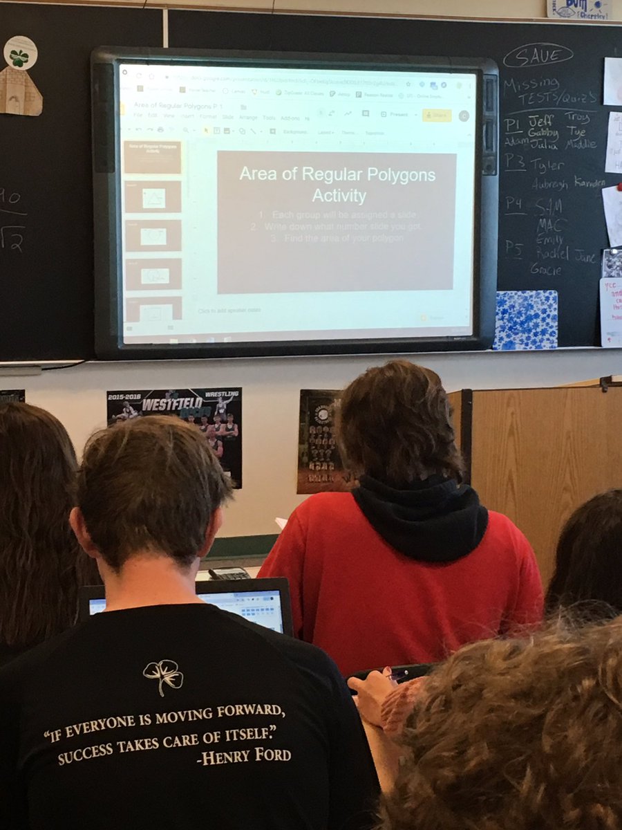 LSchemelWWS's tweet photo. Apothems, perimeters, areas, oh my! 30-60-90, who do we appreciate?! SOH, CAH, TOA! Google slides, Padlet, collaboration, and deep thinking about regular polygons in Mr. Eppley’s class! @WWSWHS @wwsweb https://t.co/uIHr5cZmRf