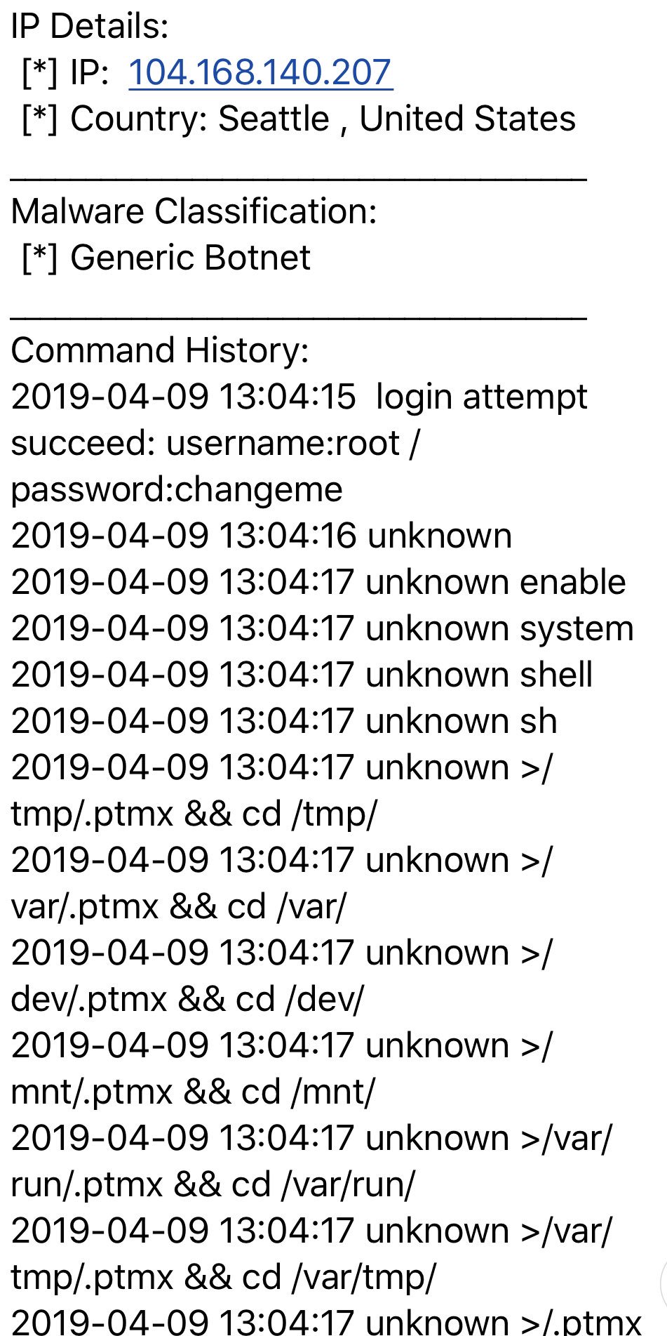 R. on X: #Mirai #IoT #Malware #Trojan.Linux #Backdoor Target : #Huawei /  #DLINK / #Linksys / #ThinkPHP 𝗜𝗣: 104.168.140(.)207 Payload 𝗟𝗜𝗡𝗞:  hxxp://104.168.140.207/bins/Karu.x86 𝗪𝗛𝗢𝗜𝗦: Country: US / ASN: 54290  (Hostwinds LLC Currently