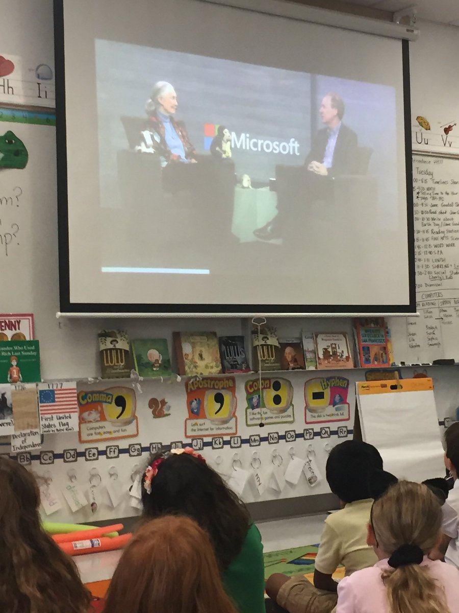 MrsBerlatsky's tweet photo. Becoming inspired by Dr Jane Goodall! @SkypeClassroom @RootsandShoots #VikingVoyage2019 #FirstiesCan #peacelovelearn https://t.co/M7TwTielh7
