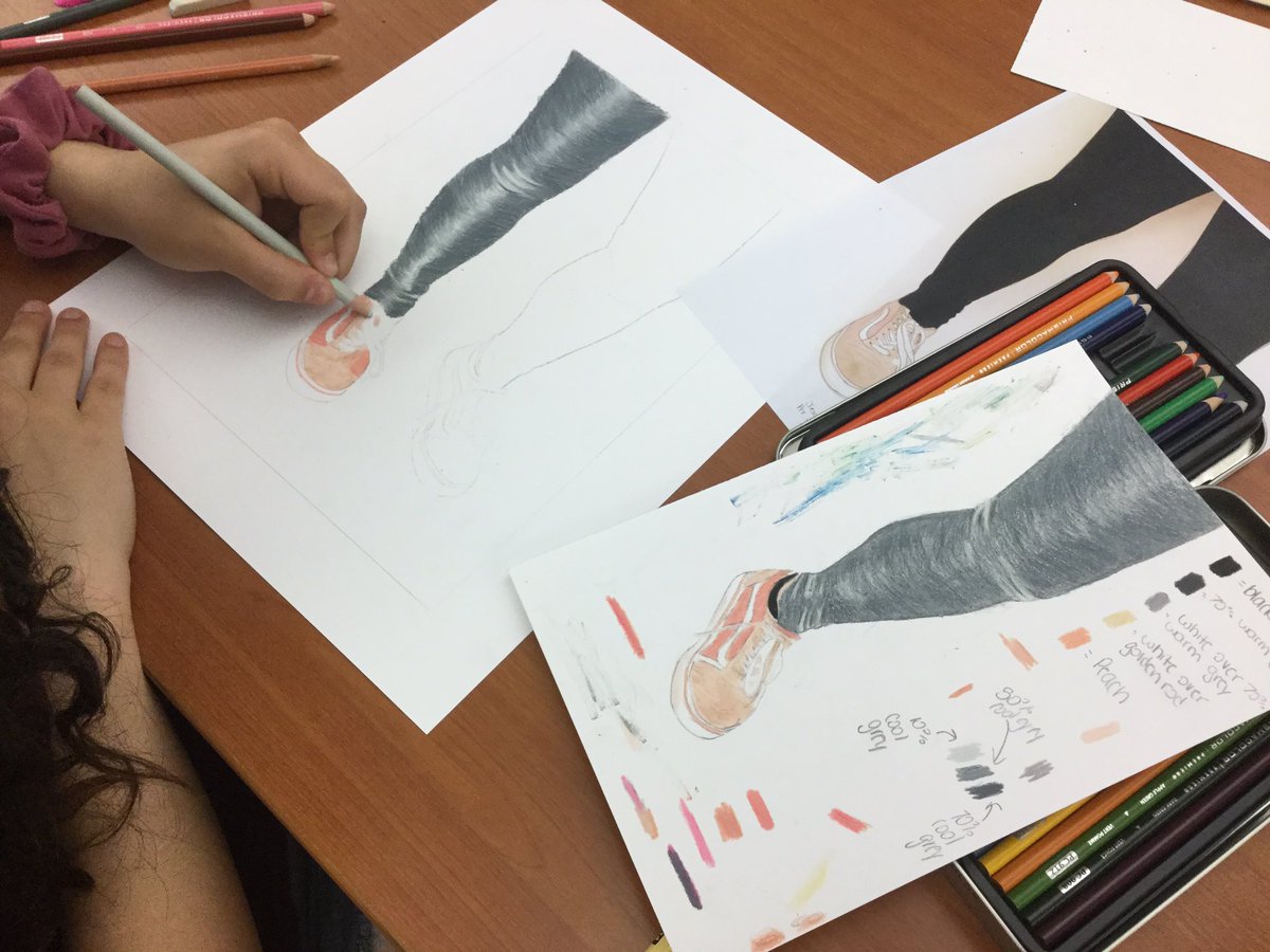 Drawing Exploration Period 2. Working with colored pencils and fabric contours.
