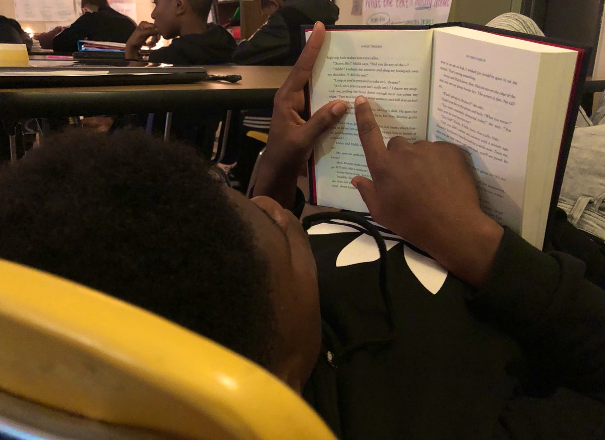 “Ms. P! This Malik’s got a ‘high-top fade’ just like me!” 
-MY Malik, who is loving #OnTheComeUp 

@angiecthomas 

#ncte #middleschool #amazingstudents #independentreading #ela #literacy