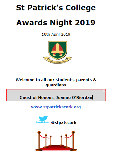 stpatscork's tweet photo. Really looking forward to @stpatscork awards ceremony tomorrow evening with Guest of Honour Joanne O'Riordan @NolimbsNolimits Well done to all awards recipients. #makeequalitythepolicy https://t.co/BGPkjiTEoM