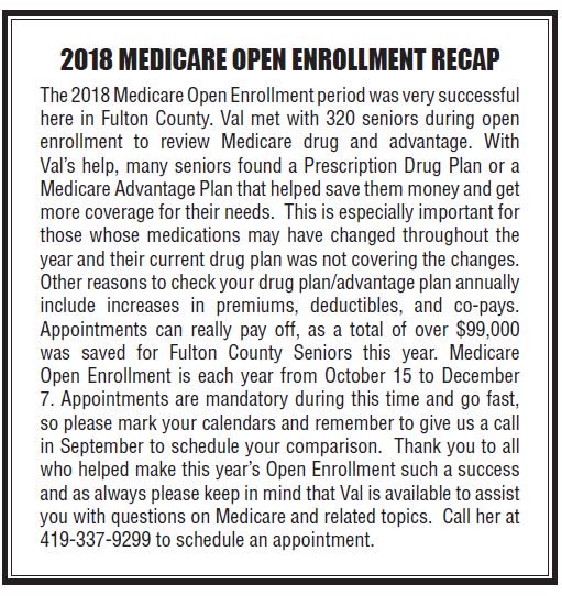 FultonCounty_OH's tweet image. The 2018 Medicare Open Enrollment period was very successful in Fulton County. Val, Information and Referral Specialist at the Fulton County Senior Center met with 320 seniors during this time. She help them save a total of over $99,000!  Open Enrollment is Oct15-Dec7 each year.