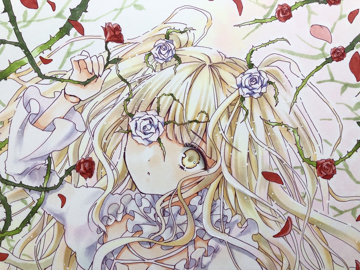 もたげ コピックできらきー描きました 美しき薔薇乙女 ローゼンメイデン 雪華綺晶 アナログ コピック