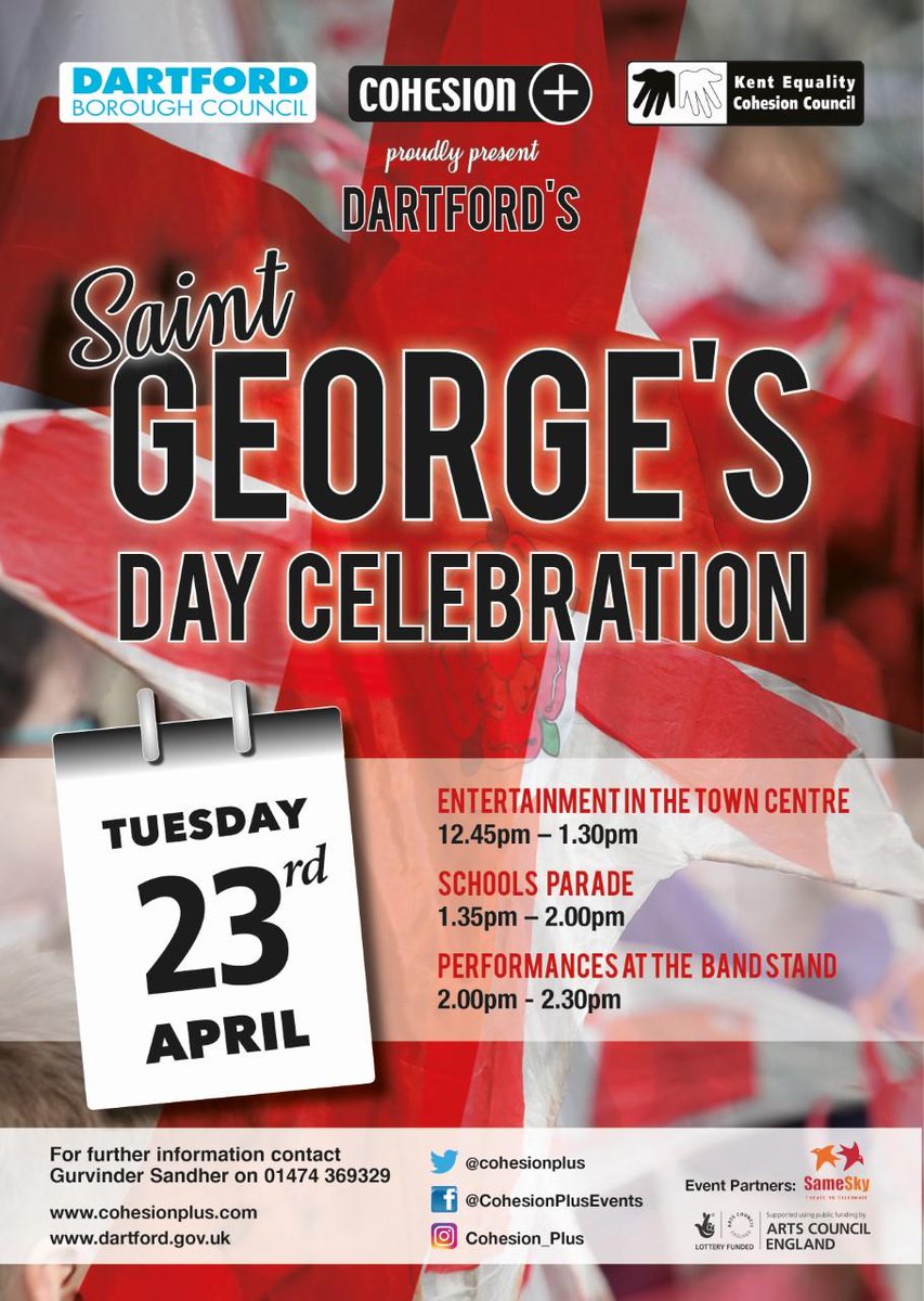 dartfordbc's tweet photo. Looking forward to the St. George's Day parade in the town on Tuesday 23rd April, always a great event, hope to see everyone there enjoying the celebrations! @cohesionplus https://t.co/2yqxefpAKz