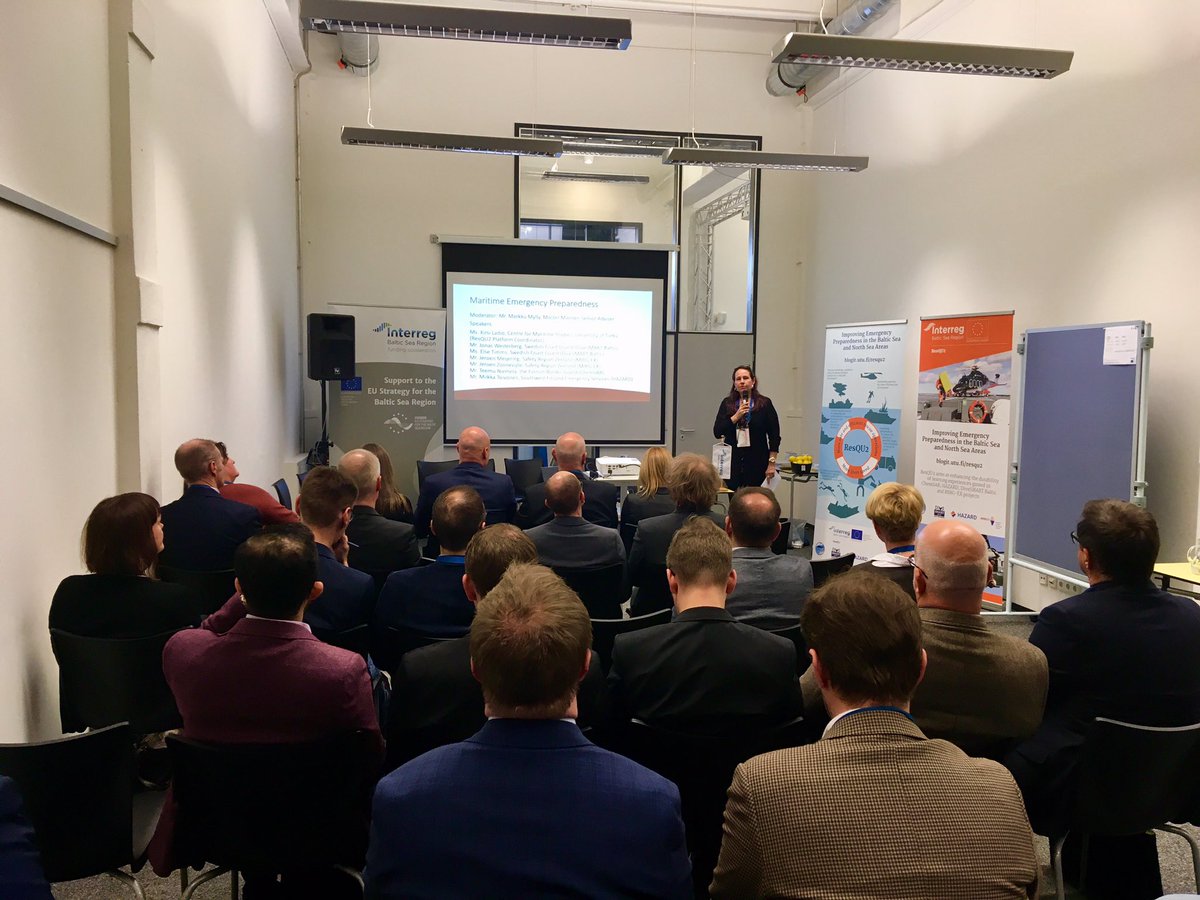 ResQU2Platform's tweet image. @kirsi_laitio opened the #resqu2 session. ResQU2 #platform improves maritime emergency preparedness in the #BalticSeaRegion by further implementing the results gained in the regular projects #chemsar  #HAZARDProject #divesmartbaltic #mirgex