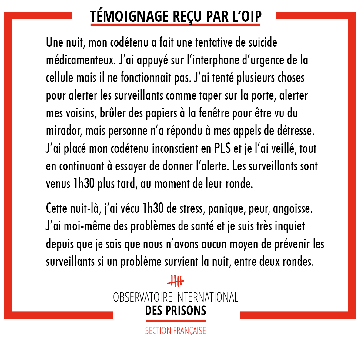 OIP_sectionfr's tweet photo. Avoir un problème urgent, la nuit, en #prison. https://t.co/WpxDZknbQ8