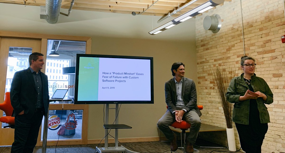 EnnisKloote's tweet photo. People care more about outcomes than time, scope, and budget. —@brianmatic #wmdesignweek #productmindset https://t.co/OPnPDIDkbW