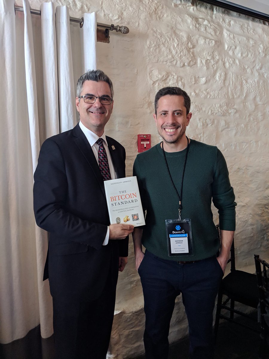 Minister for Government Digital Transformation <a href="/ericcaire/">Éric Caire</a> and Dr. <a href="/saifedean/">Saifedean Ammous</a> yesterday at #dcentriq #sn19.  Via <a href="/jhamel/">Jonathan Hamel</a>