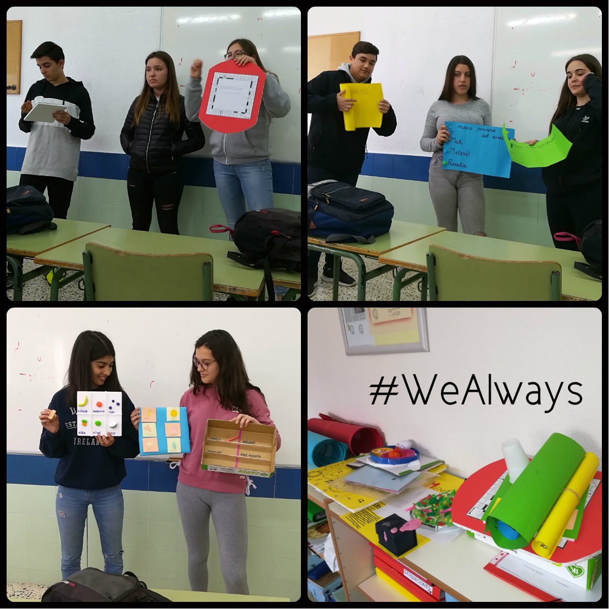WeAlways6's tweet photo. #WeAlways #ErasmiPlus Presentation of prototypes #DesignThinking #CulturalHeritage #IESAzorín #Petrer https://t.co/EJ0gDerZ7r