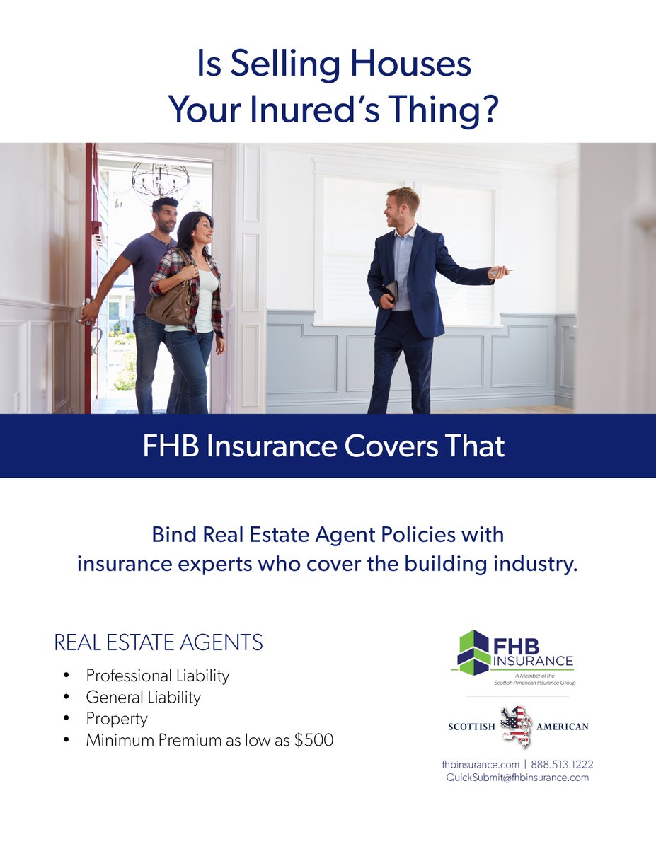 FHBInsurance's tweet image. Is Selling Houses Your Inured’s Thing?