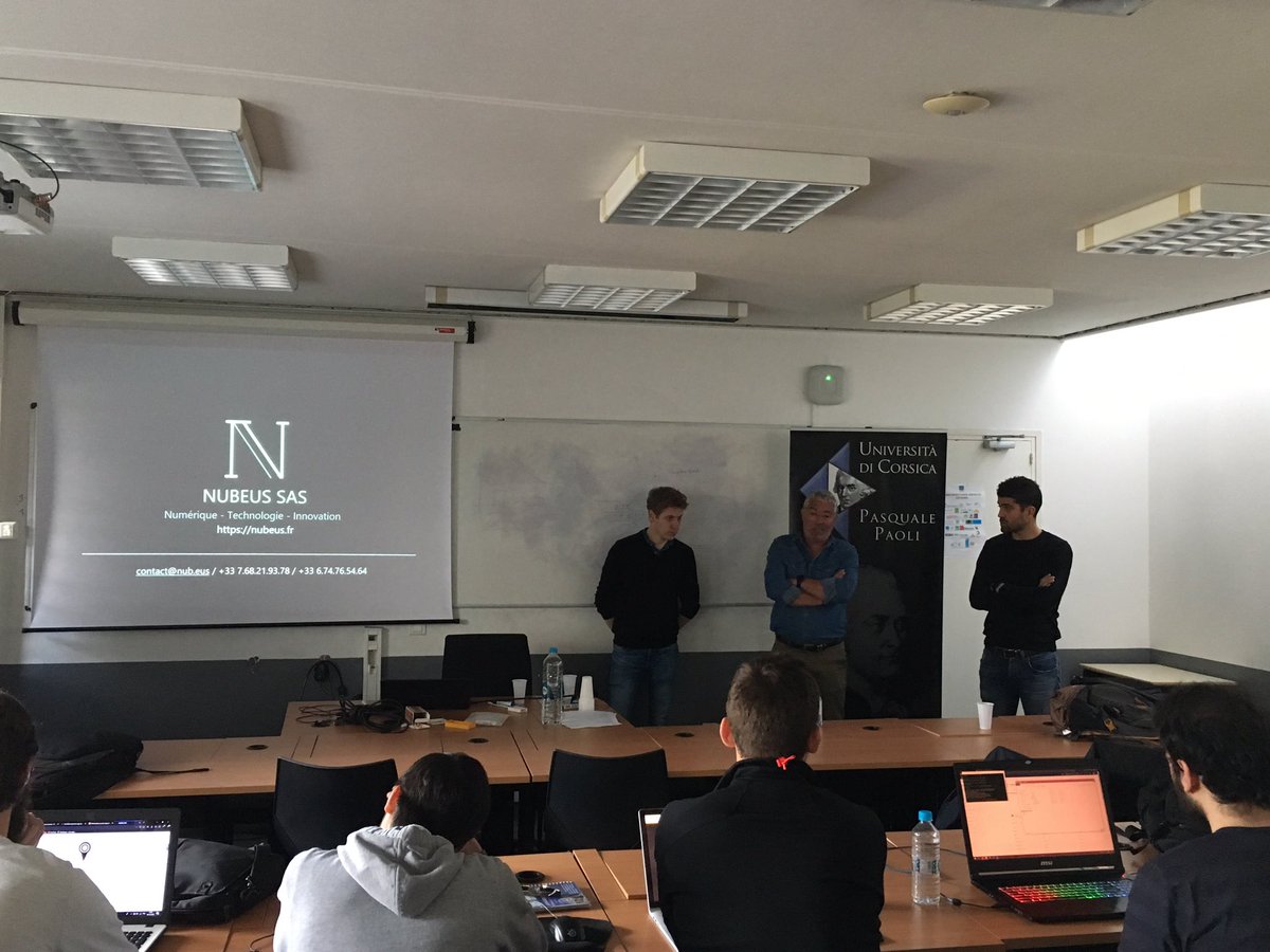 pabisgambiglia's tweet photo. Présentation de @nubeus_sas #numerique #technologie #innovation devant les étudiants du master informatique @UnivFundazione @UnivCorse https://t.co/odQAk1WrhV