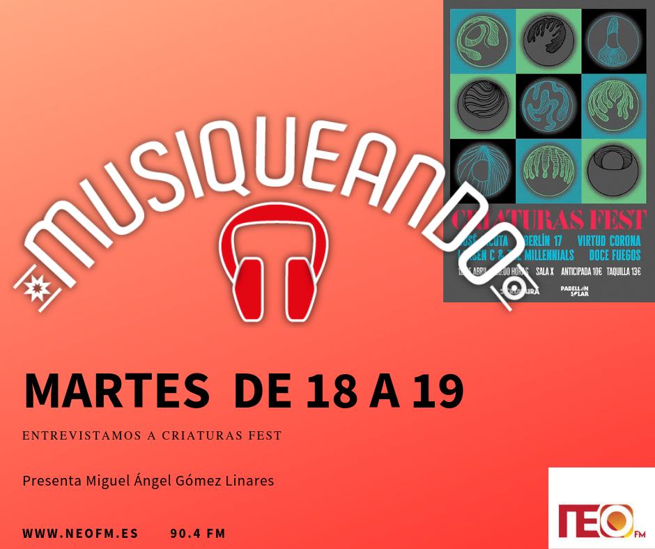 musiqueandocom's tweet photo. En Ivoox puedes escuchar el programa de hoy https://t.co/2RM21MuSGL
Entrevistamos a Juangui del Criaturas Fest y sonaron José Cicuta, Larsen C and the Millennials, @lapegatina , @LatigoMantra , Delbosque, Stone Foundation, Maui, @misscaffeina , @escuelas_pias @texxcoco @neofm_es https://t.co/JTM46me8gP