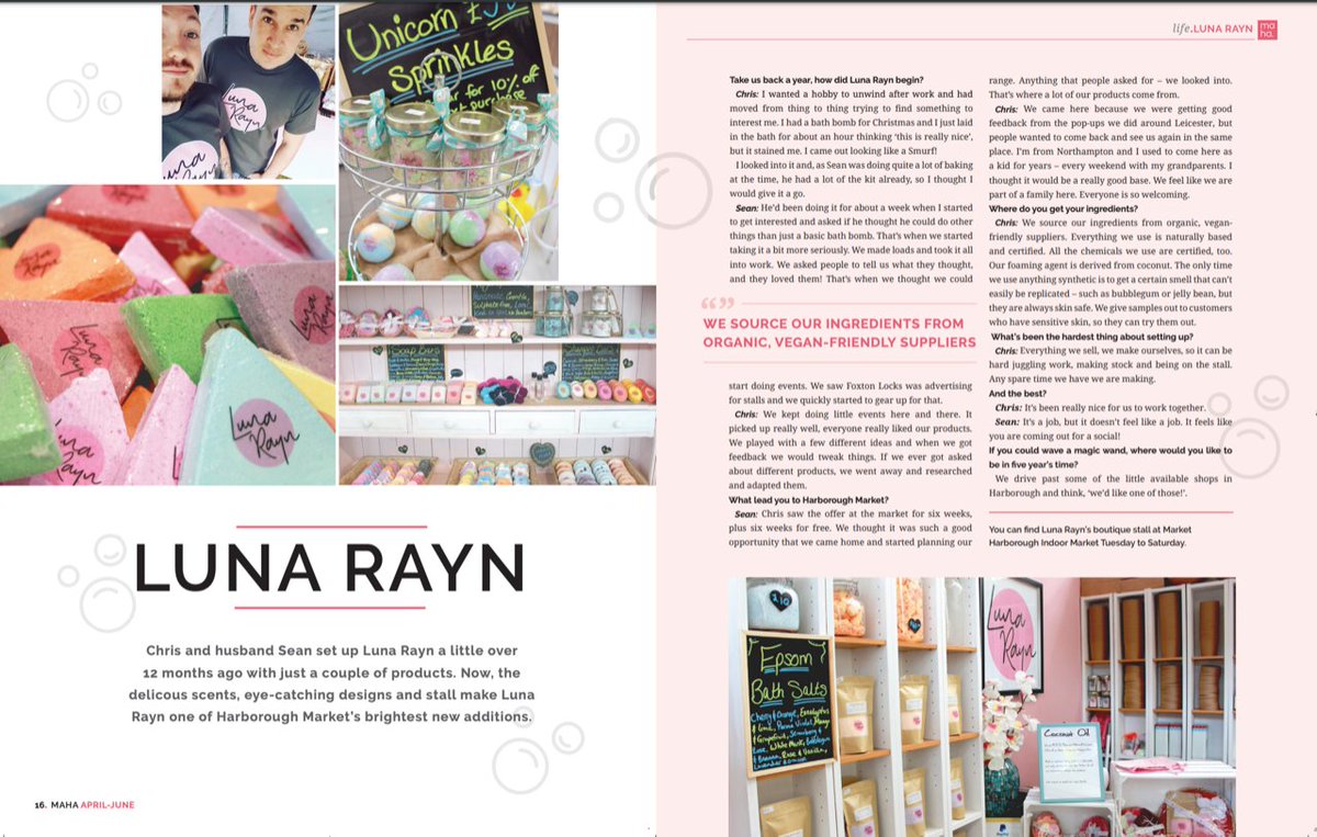 Have you seen the great interview with @luna_rayn in the second edition of <a href="/MaHaMagazineUK/">MaHa Magazine</a> ? You can pick a copy of the magazine up from the market to catch up on all the local #Harborough news