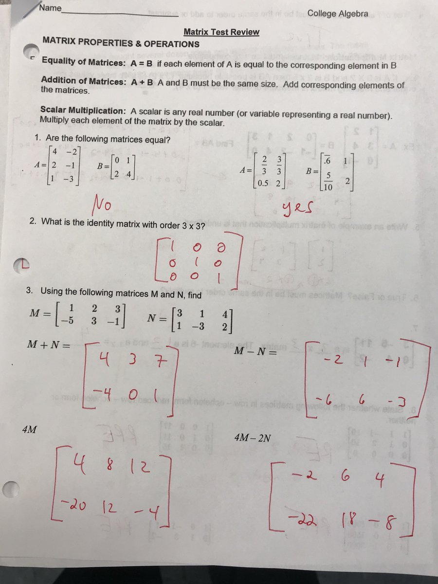 BidartMr's tweet photo. College Algebra:  Matrices Test tomorrow! https://t.co/aglZhkan8G