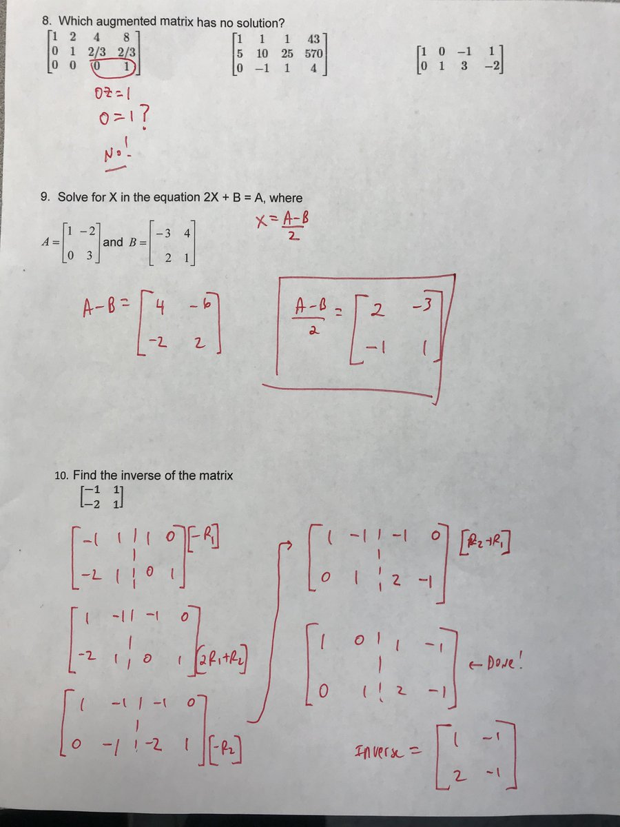 BidartMr's tweet photo. College Algebra:  Matrices Test tomorrow! https://t.co/aglZhkan8G