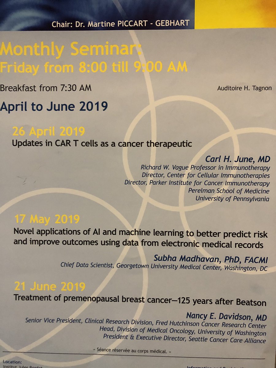 Stellar speakers for the upcoming cycle of “Meet the Oncology Expert” seminars at <a href="/JulesBordet/">Institut Jules Bordet Instituut</a>