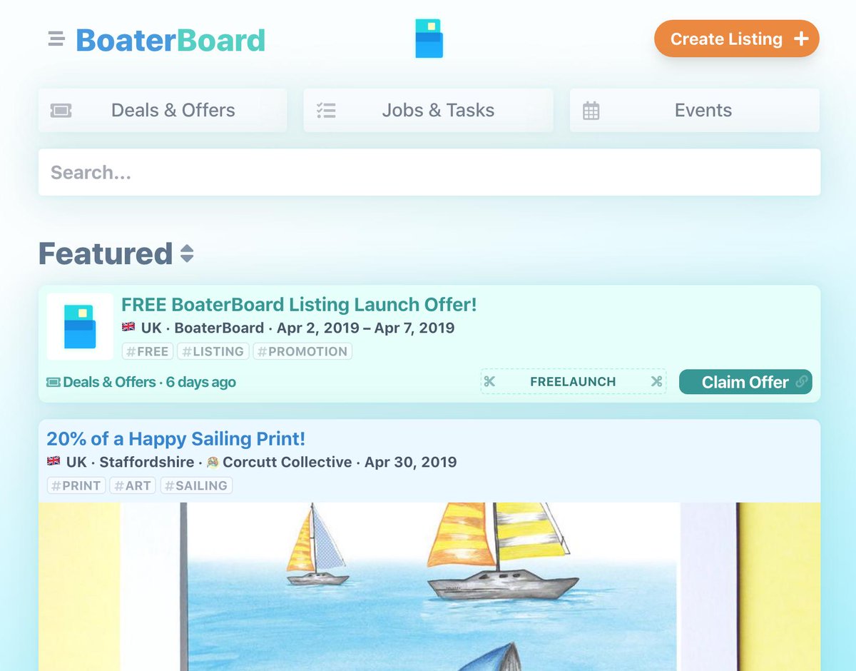 BoaterBoard's tweet photo. The 🆕 https://t.co/KYvTQM7PH3 beta is now live! Create listings for boating &amp; marine jobs, events &amp; offers - 🆓 FREE for a few days whilst we test things out and fix bugs. ⛵️ Let @boaterboard know if you have any problems! https://t.co/sHYrm1a9pi