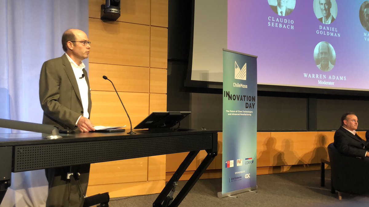 Board member Warren Adams presenting the clean tech panel! Exciting! #ChileMassInnovationDay