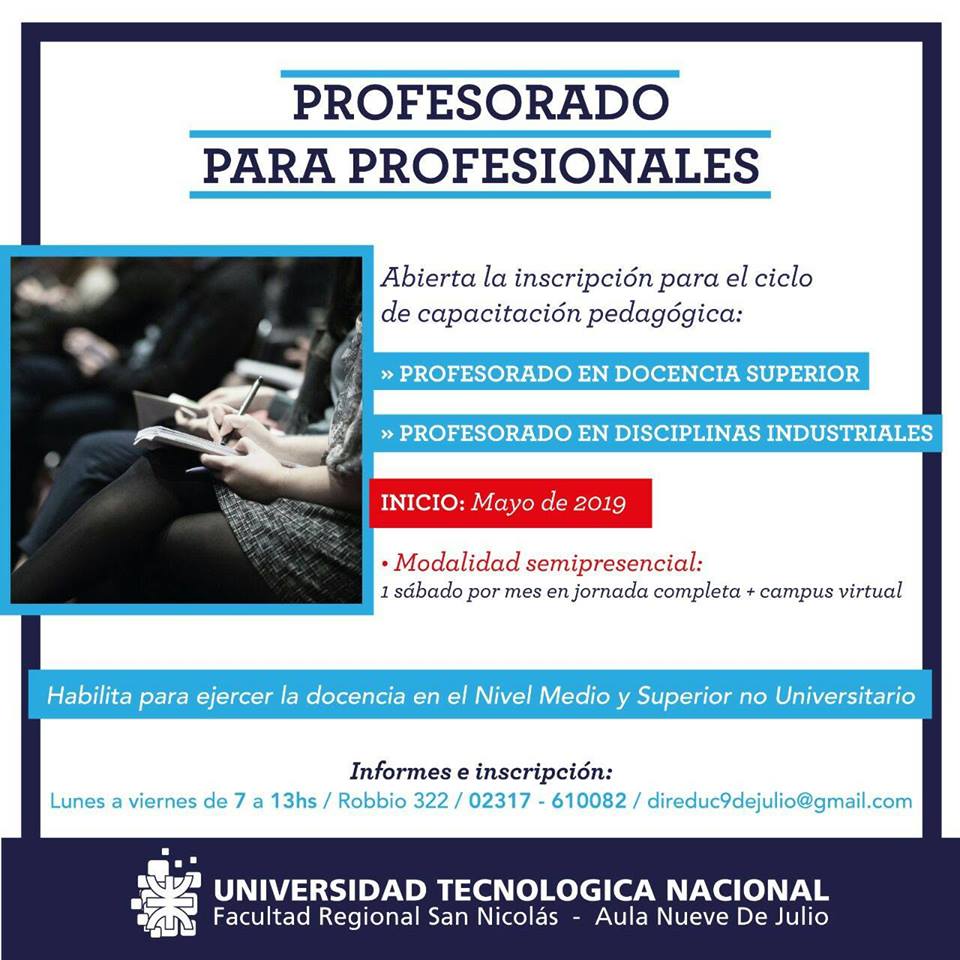 DiarioInfonueve's tweet photo. #9deJulio #InscribiteYA en la UTN. FORMACIÓN DOCENTE PARA PROFESIONALES El Instituto Nacional Superior del Profesorado Técnico de la UTN ofrece 2 carreras orientadas a la formación docente de Profesionales. INSCRIPCIONES UTN Robbio 322, tel. 610082 / direduc9dejulio@gmail.com https://t.co/izxvwbBCzW