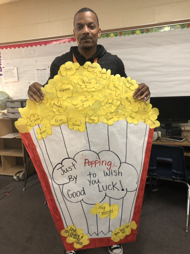 ShannonDhokia's tweet photo. Kindergarten is cheering on some of our 5th grade scholars as they start taking Georgia Milestones tomorrow! We know they are going to do amazing!! #DonutStress #JustPoppingIn #Kloves5th #iteachK @teamBryantES @APHollifield https://t.co/OiOTclqVqm