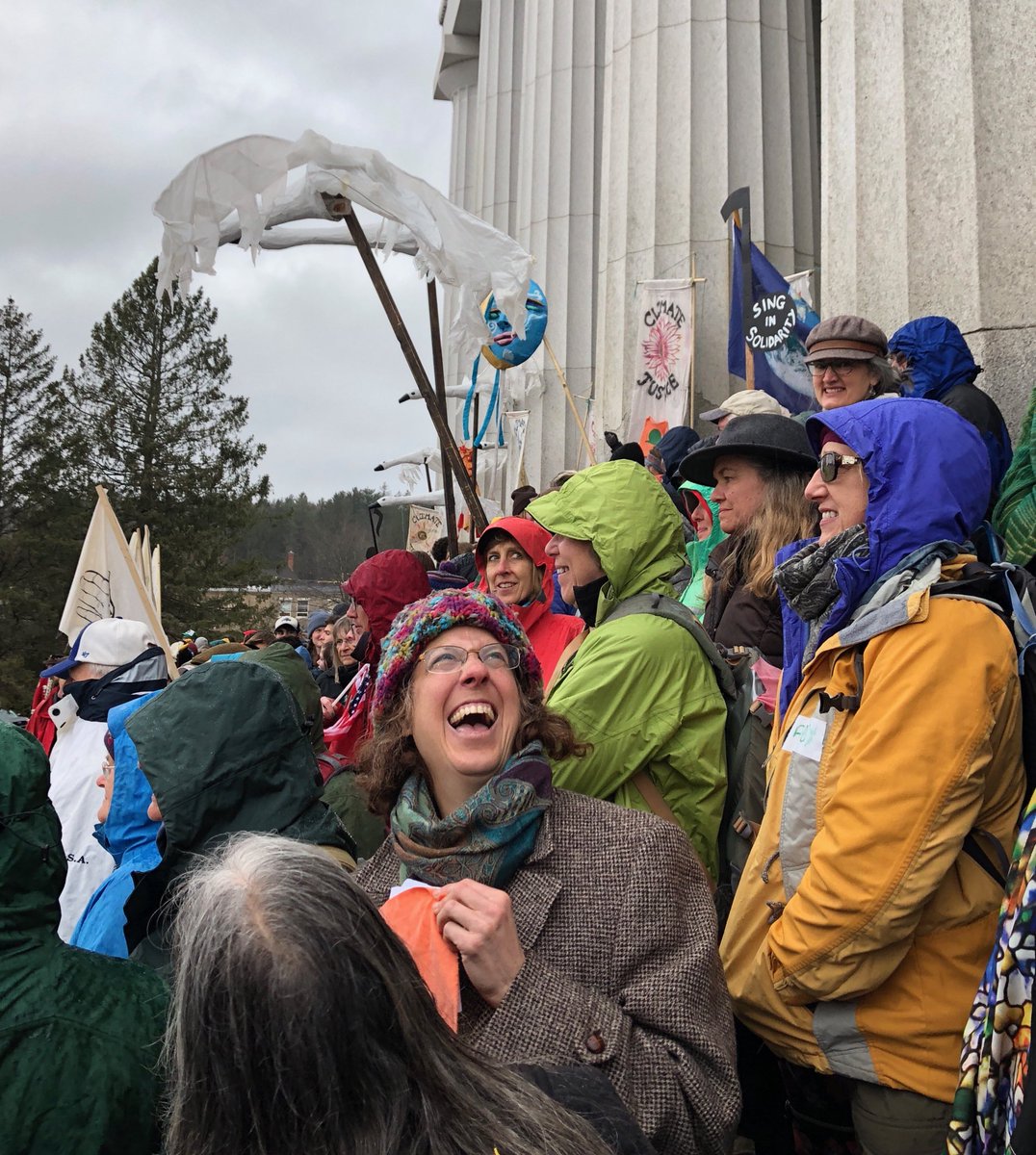 GreenGregDennis's tweet photo. We were a happy group at the Vermont Statehouse today at the end of the #NextStepsVt climate walk despite the rain, calling on the legislature to ban new #fossilfuel projects and #ActOnClimate https://t.co/1Z1uiey8DQ