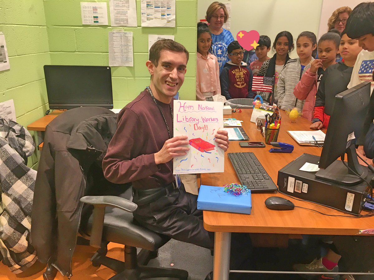 MrsRonco's tweet photo. A big thank you to @WoodbrookSchool’s Mr. A for all your hard work in keeping our students hooked on reading! Happy #libraryworkerday! https://t.co/J28hy4iv6S