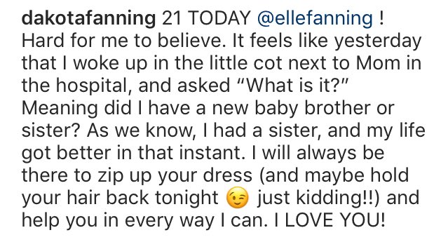 #HappyBirthdayElleFanning her sister Dakota Fanning wishing Elle a very happy birthday ❤️✨