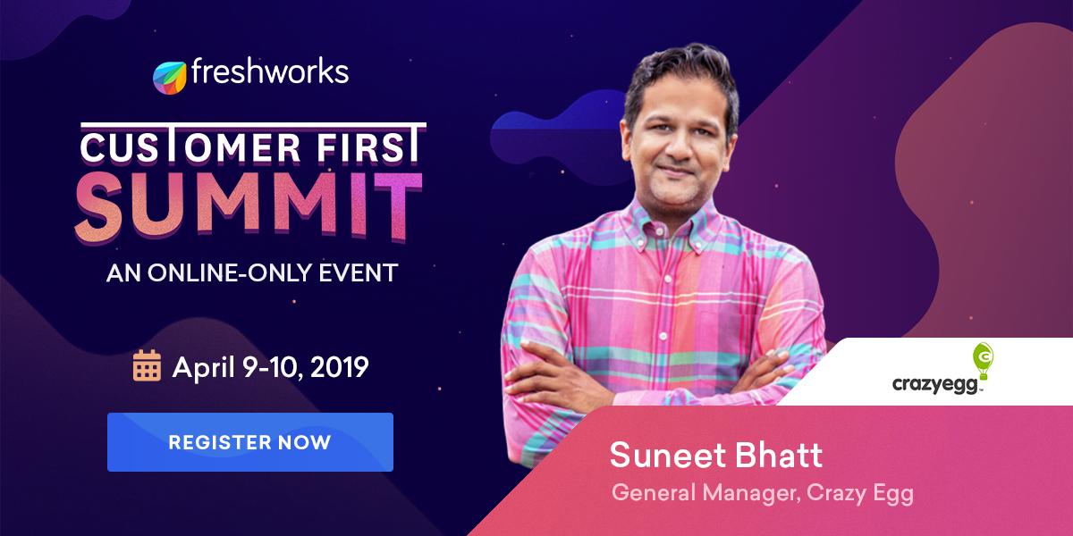 CrazyEgg's tweet photo. Haven't saved your spot yet for @FreshworksInc #CustomerFirstSummit? Not a problem! Sign up now to learn from customer success industry leaders (including our own GM @a_suneet) with videos delivered straight to your inbox 🎉 https://t.co/SYSdd7MGw3 https://t.co/Ojo73vX1if