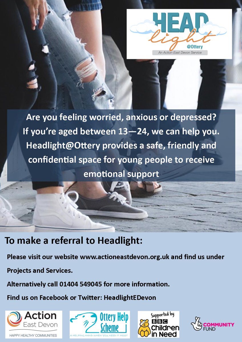 If you're a young person in the Ottery area who is experiencing mental health issues, then @HeadlightEDevon is for you...@OtteryHelp @ActionEDevon #okaytonotbeokay