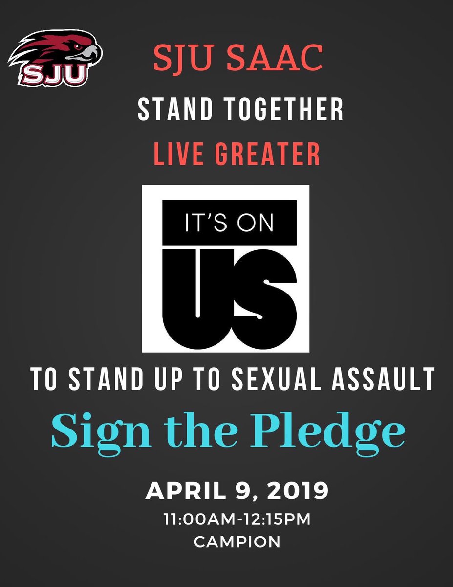 Join <a href="/sjusaac/">SJUSAAC</a> to take the pledge to stand up to sexual assault, during FREE PERIOD. #ItsOnUs