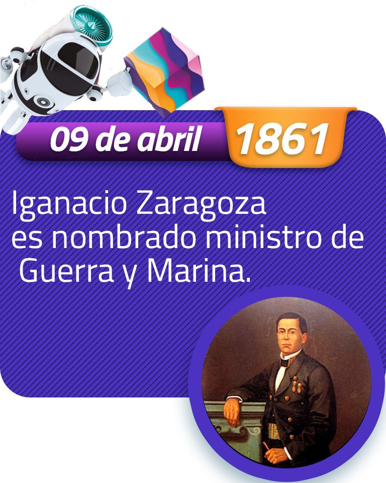BmxDigital's tweet photo. El 09 de abril de 1861 Ignacio Zaragoza es nombrado ministro de Guerra y Marina.
#BMXdigital #SoyBMX #educación #México #historia https://t.co/LuJKMrzMhv